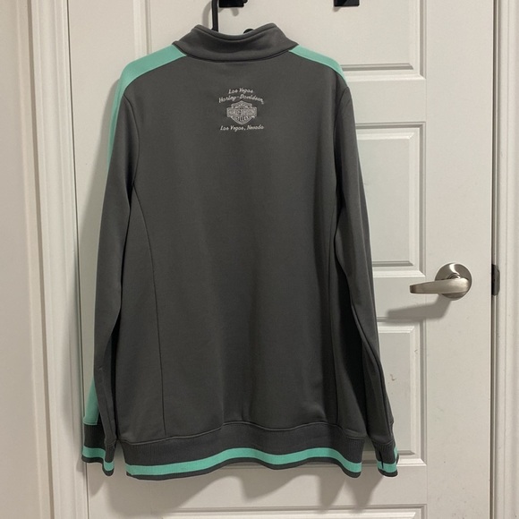 HARLEY DAVIDSON Gray Green Full Zip Logo Pullover in XL - Picture 11 of 11
